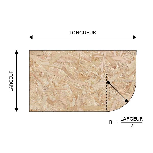 Panneau OSB sur mesure - Découpe avec arrondi à droite : panobois.fr vente en ligne